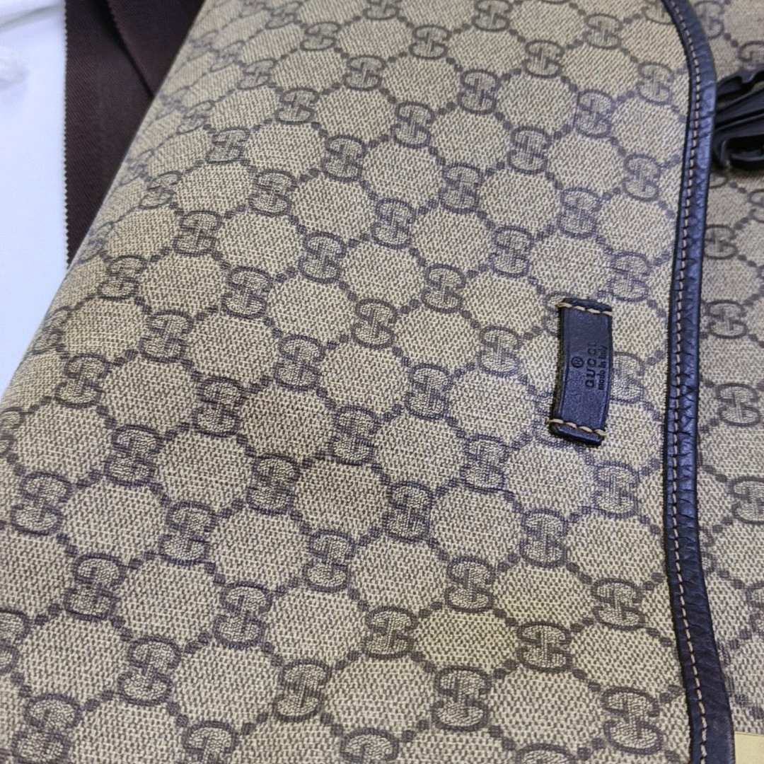 GUCCI GG Imprime Ebony Coated Canvas Monogram Single Shoulder Bag Golden hardware-(SKU)-959825887