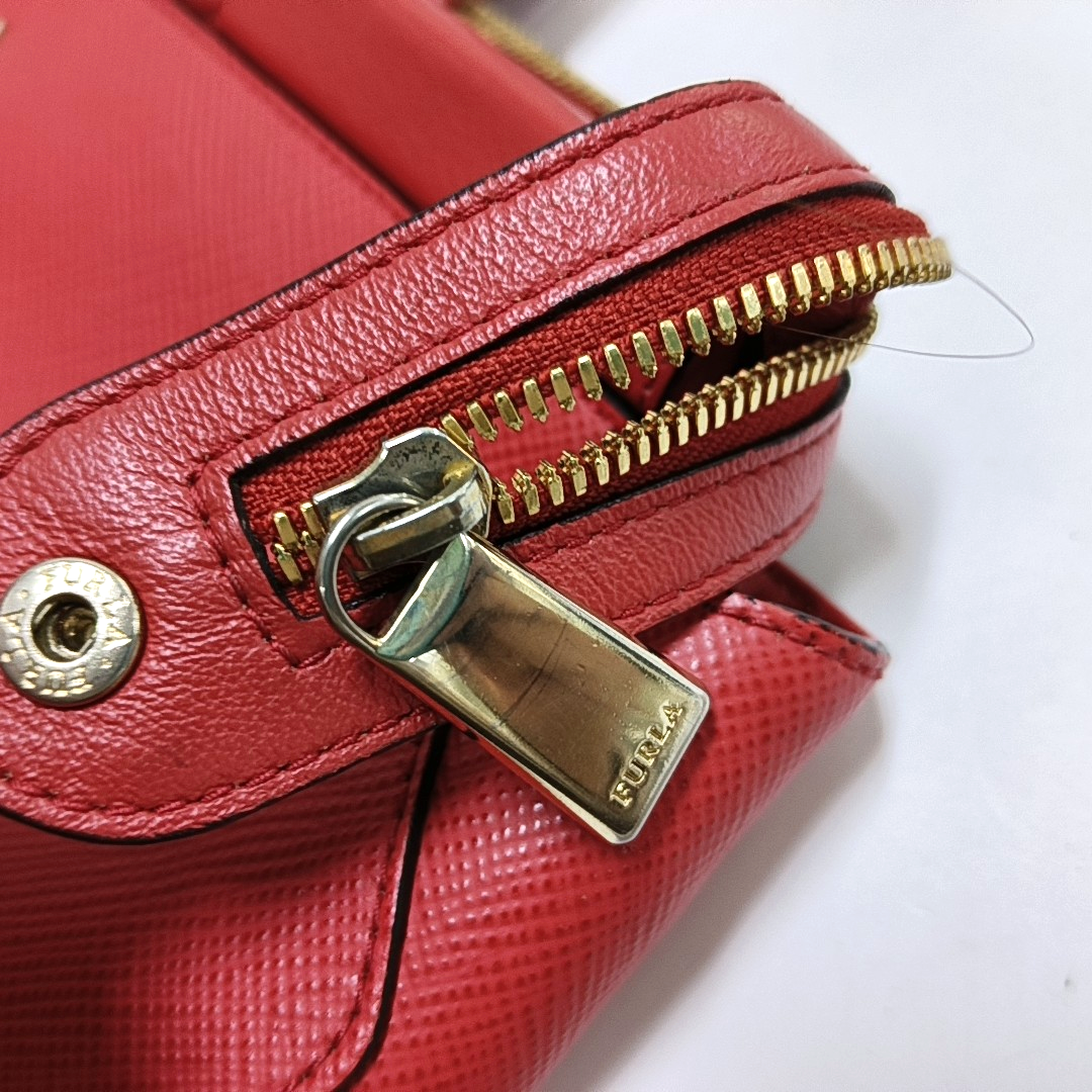 FURLA Tote bag Red Leather Crossbody Bag Handbag Single Shoulder Bag Golden hardware Removable shoulder strap-(SKU)-940601007