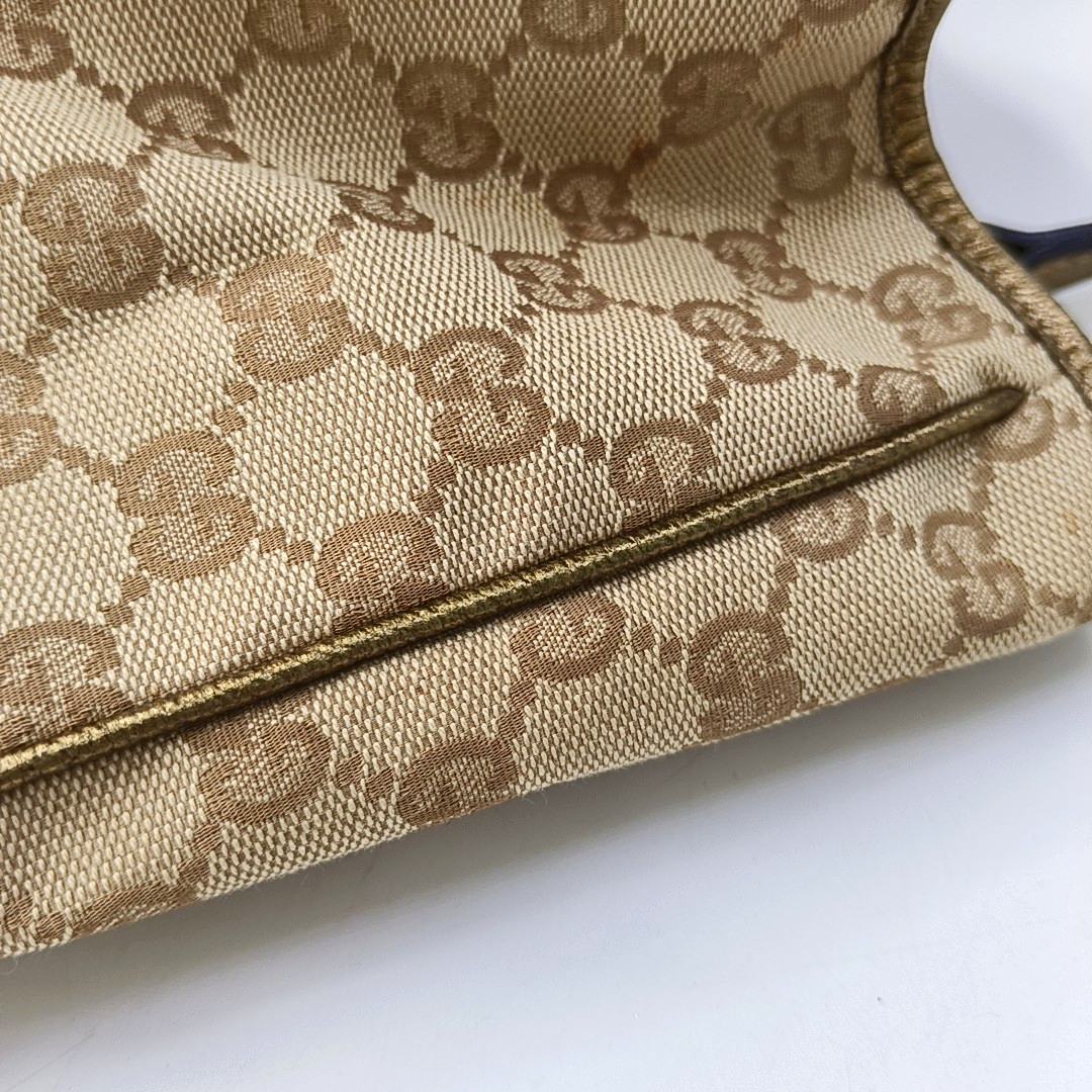 GUCCI Princy Khaki Canvas Monogram Tote Bag Single Shoulder Bag Golden hardware-(SKU)-960034961