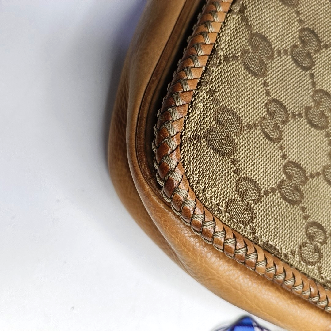 GUCCI Trunk Brown Canvas Monogrammed Crossbody Shoulder Bag Golden hardware-(SKU)-951960064