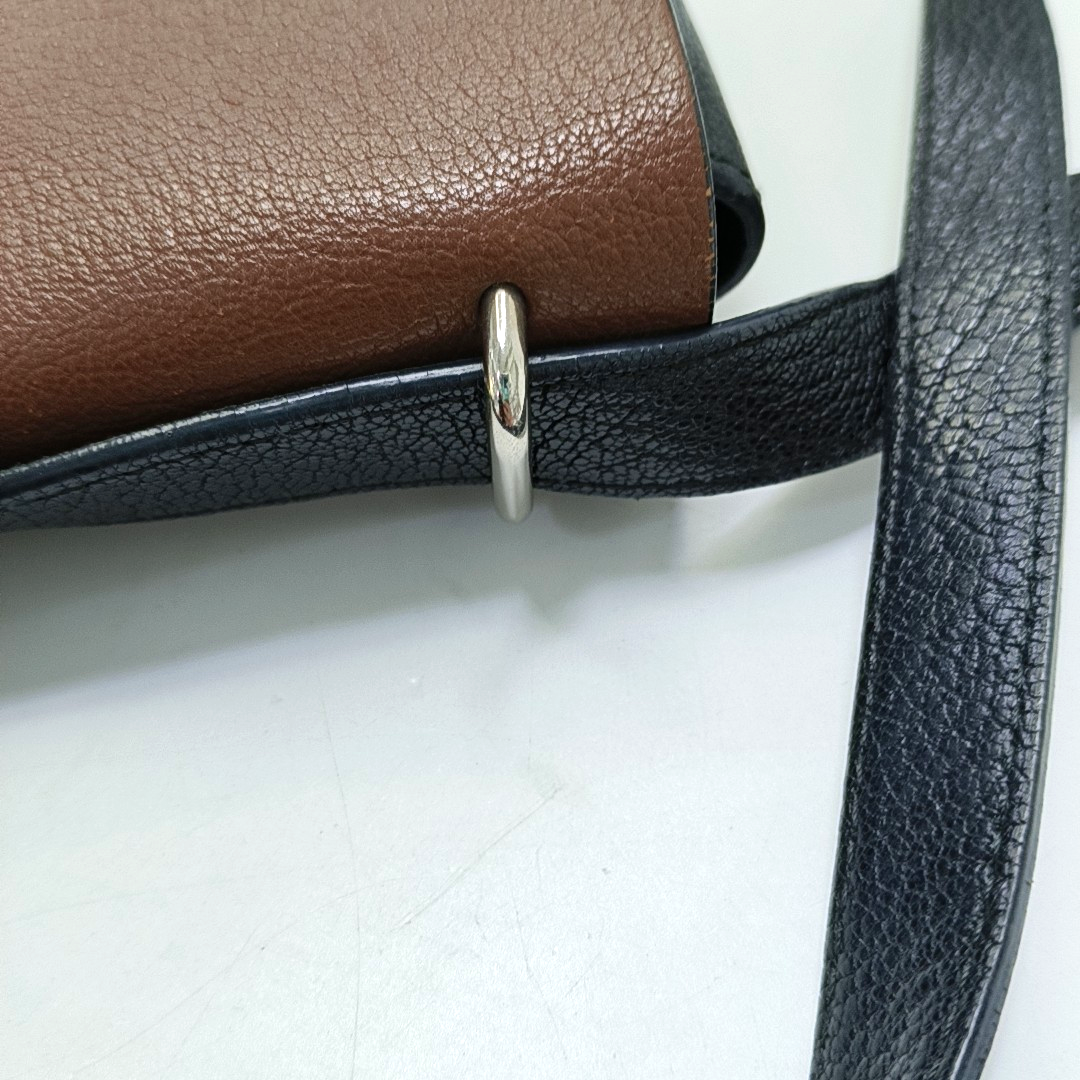 BURBERRY D-Ring Brown Leather Crossbody Single Shoulder Bag Silver Hardware Removable shoulder strap-(SKU)-952390772