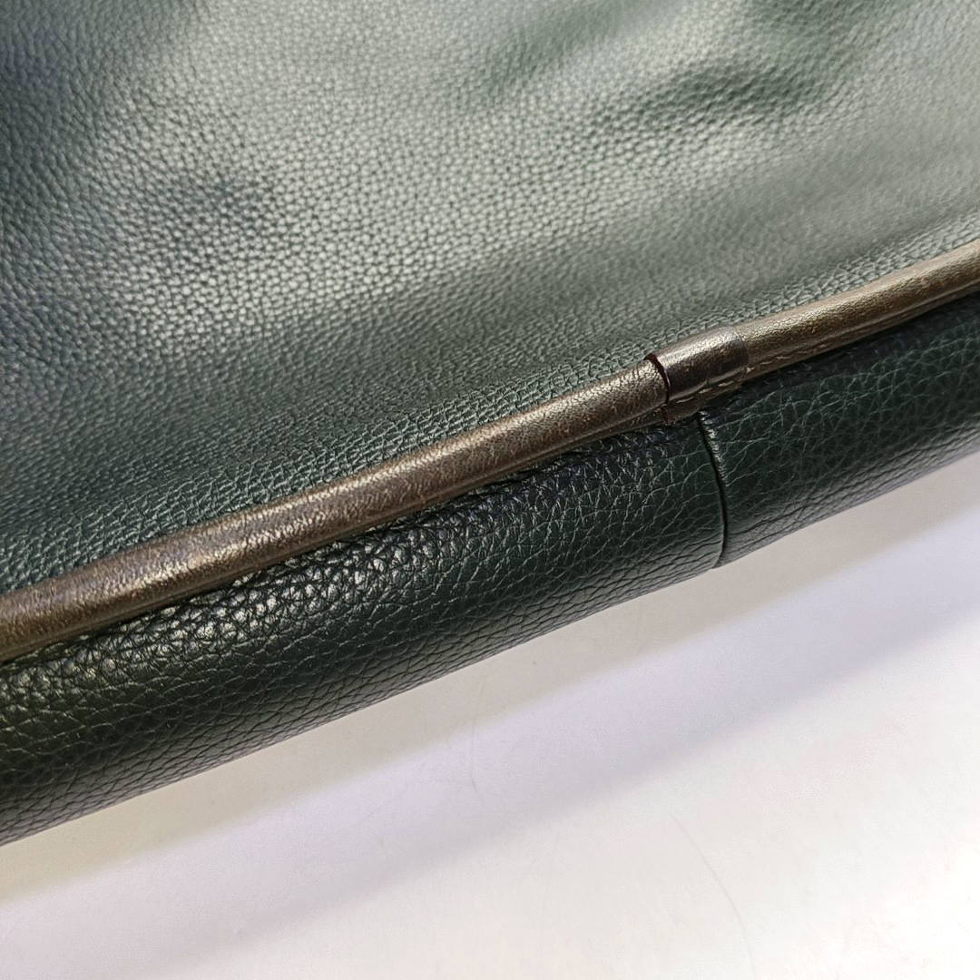 LOEWE Toledo Dark Green Leather Handbag Silver Hardware-(SKU)-954572249