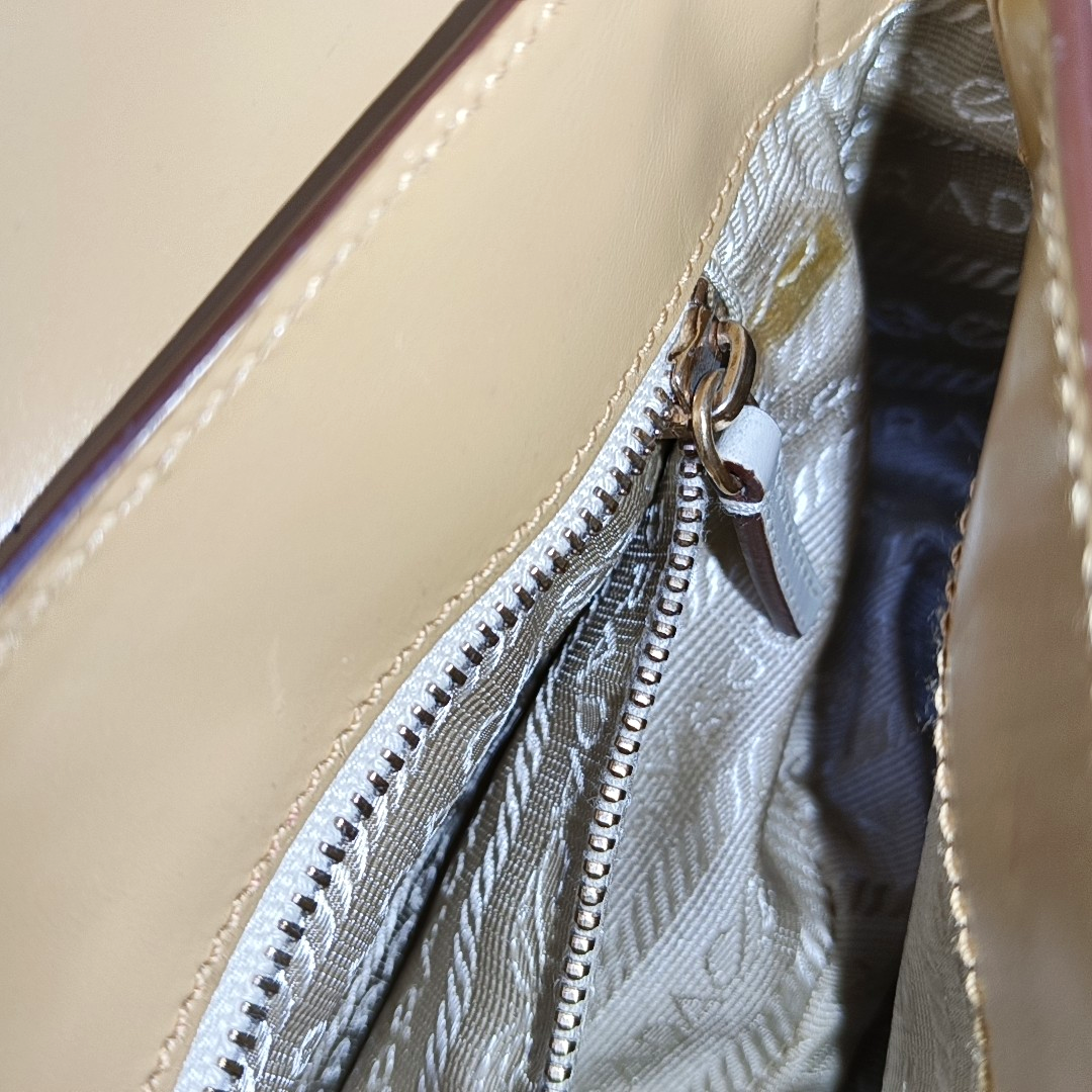 PRADA Ginger Yellow Leather Single Shoulder Tote Bag Golden hardware-(SKU)-957438126