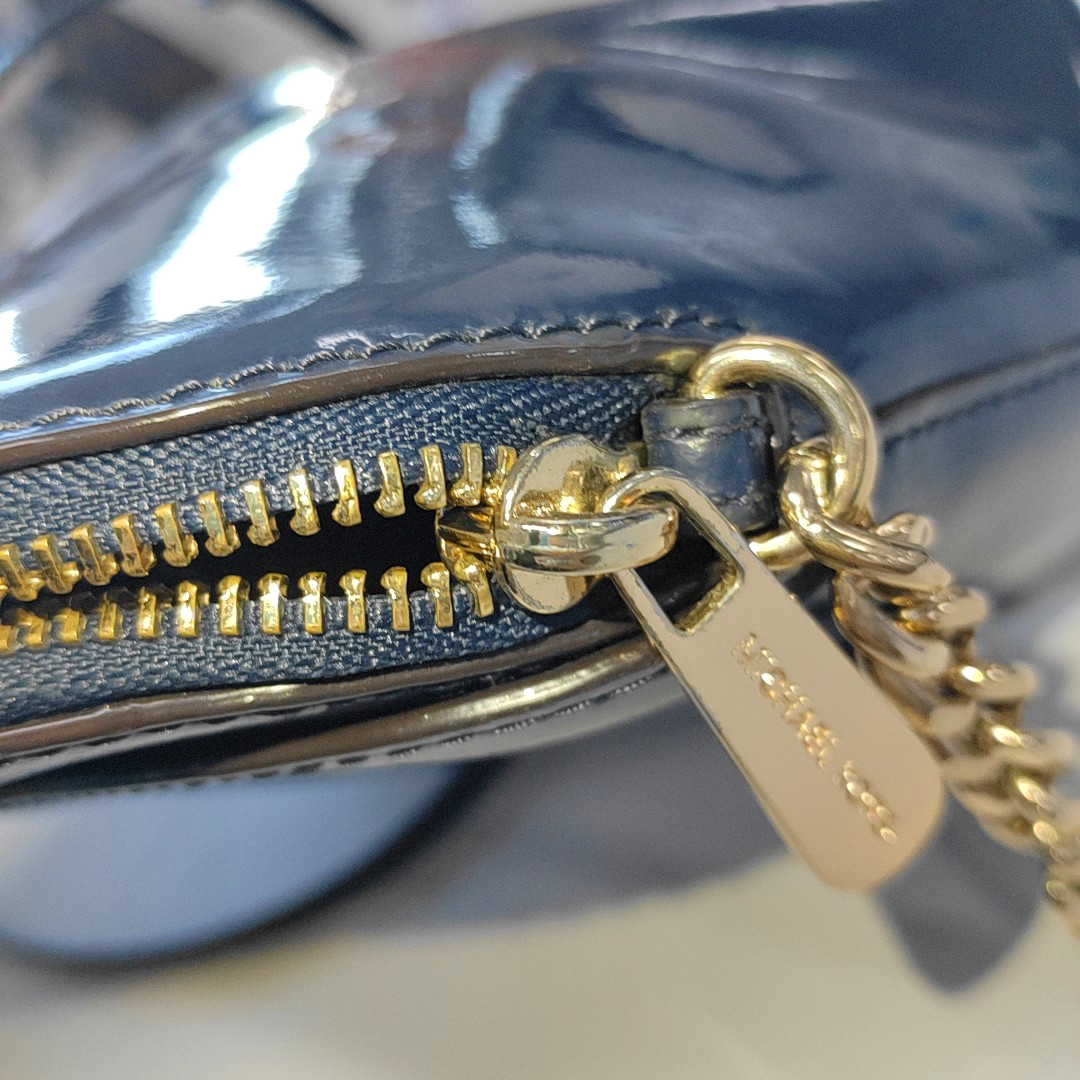 MICHAEL KORS Blue Patent Leather Single Shoulder Bag Crossbody Bag Golden hardware-(SKU)-14206783