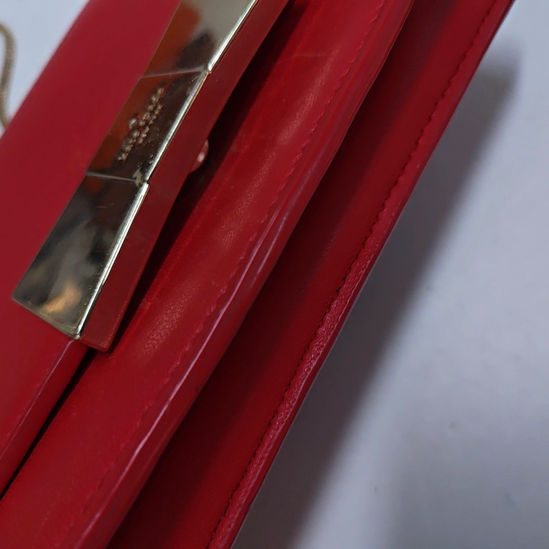 Kate Spade Red Leather Single Shoulder Bag Crossbody Bag Golden hardware Removable shoulder strap-(SKU)-941435596