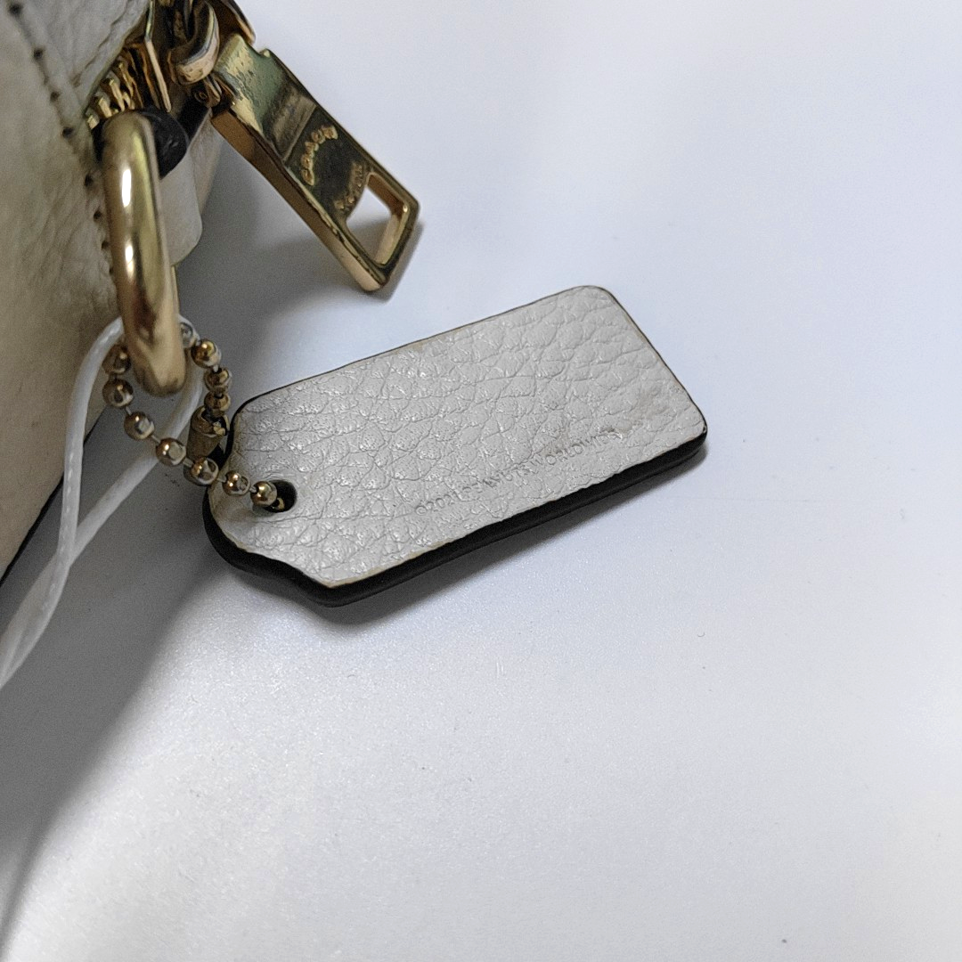 COACH White Leather Printed Single Shoulder Bag Crossbody Golden hardware Removable shoulder strap-(SKU)-933824945