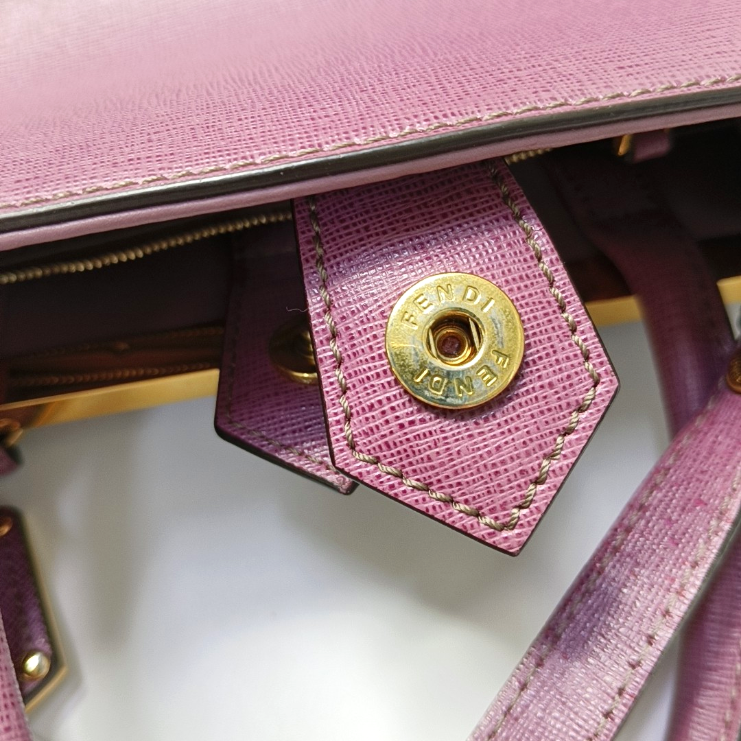 FENDI 2 Jours Small size Purple Leather Crossbody Handbag Single Shoulder Silver Hardware Removable shoulder strap-(SKU)-947556530