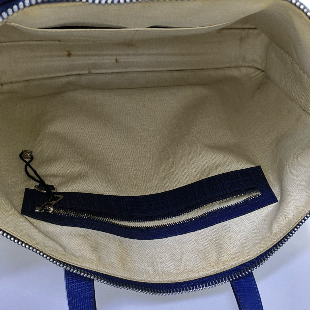 LOEWE Toledo Dark Blue Leather Handbag Silver Hardware-(SKU)-954767184