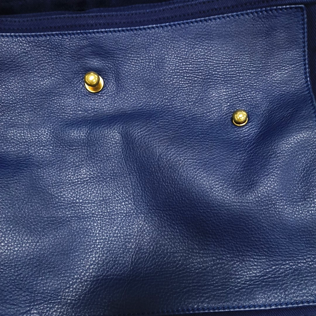 YSL MUSE TWO Dark Blue Cowhide Studs Handbag Golden hardware-(SKU)-939599133
