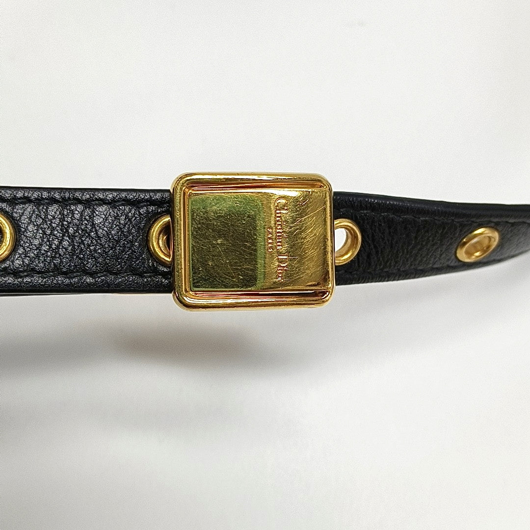 DIOR Dior Caro Small Black Leather Cannage Quilted Single Shoulder Bag Crossbody Bag Golden Hardware Removable Strap-(SKU)-970717484