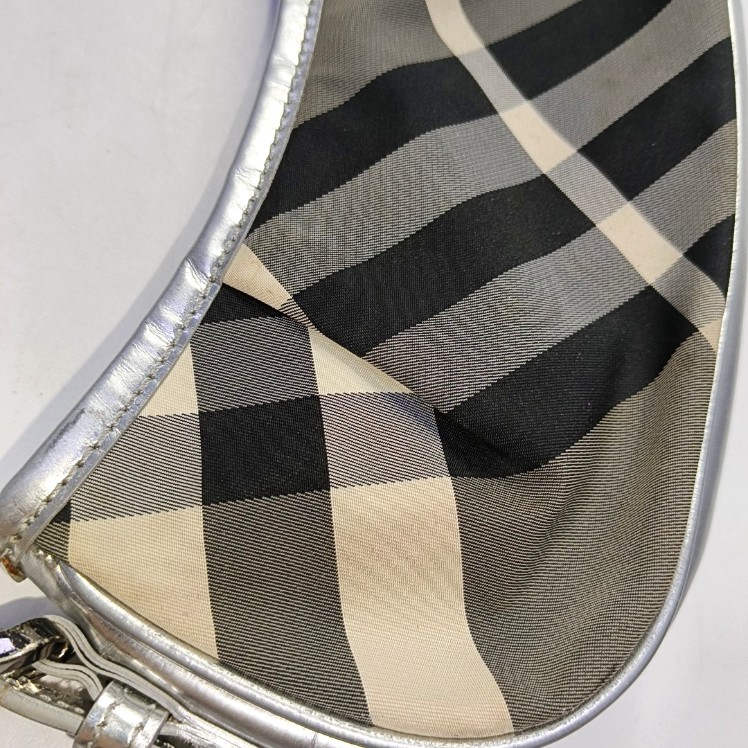 BURBERRY Gray Nylon Single Shoulder Bag, Handbag Black hardware Removable shoulder strap-(SKU)-951639021