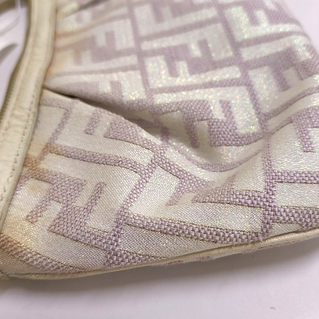 FENDI 米色织物双F老花Handheld包 Golden hardware-(SKU)-949067785