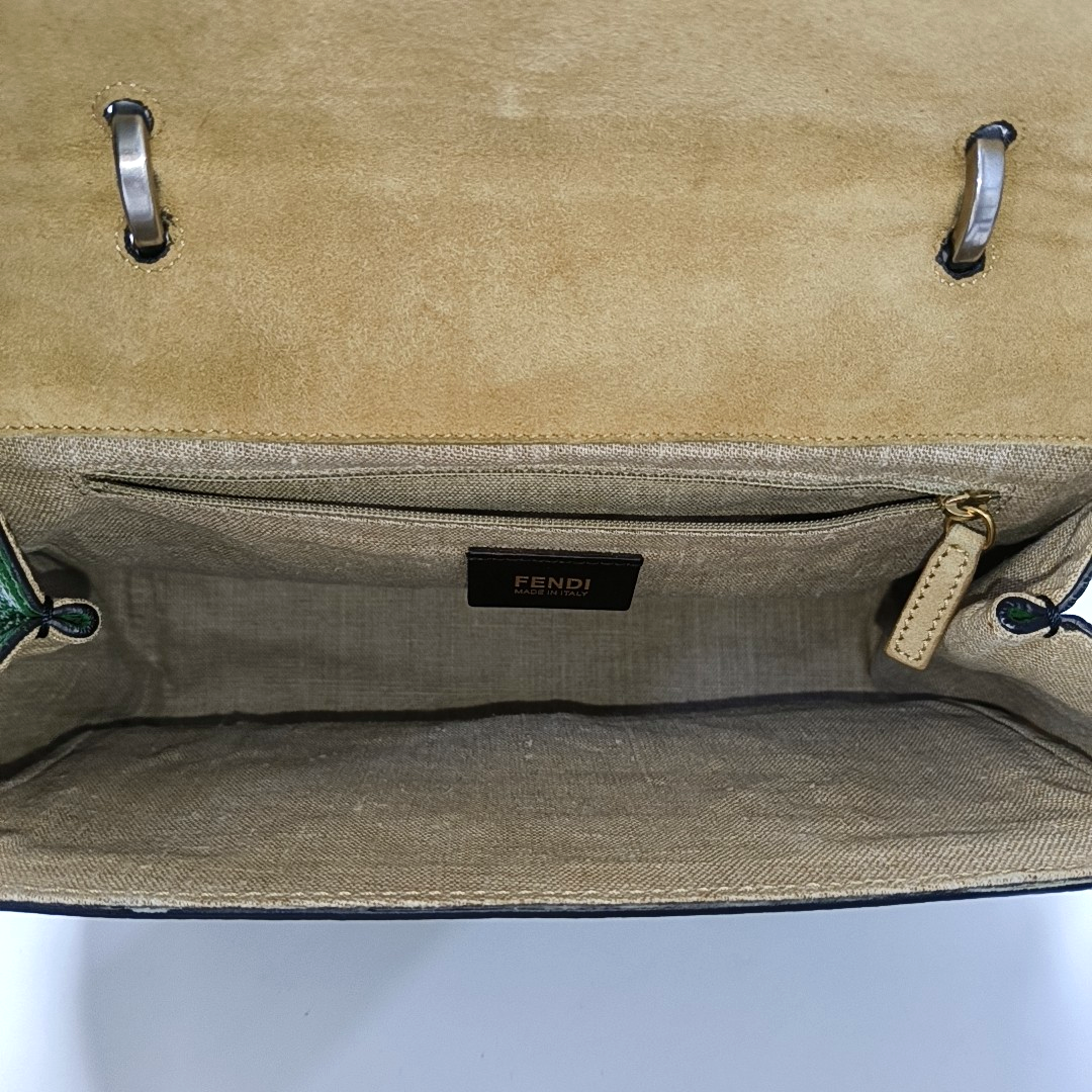FENDI Black Calfskin Crossbody Bag Golden Silver Hardware Removable shoulder strap-(SKU)-947588628