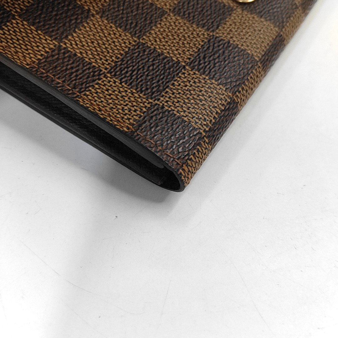 LOUIS VUITTON TRESOR Brown Coated Canvas Checkered Wallet Golden hardware-(SKU)-960504851