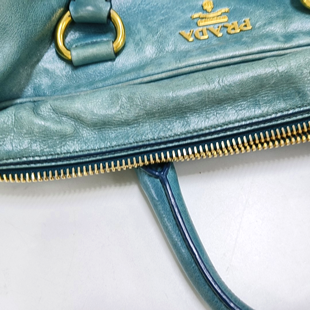 PRADA Tote bag Light Blue Cowhide Crossbody Tote Shoulder Bag Golden hardware Removable shoulder strap-(SKU)-959563238