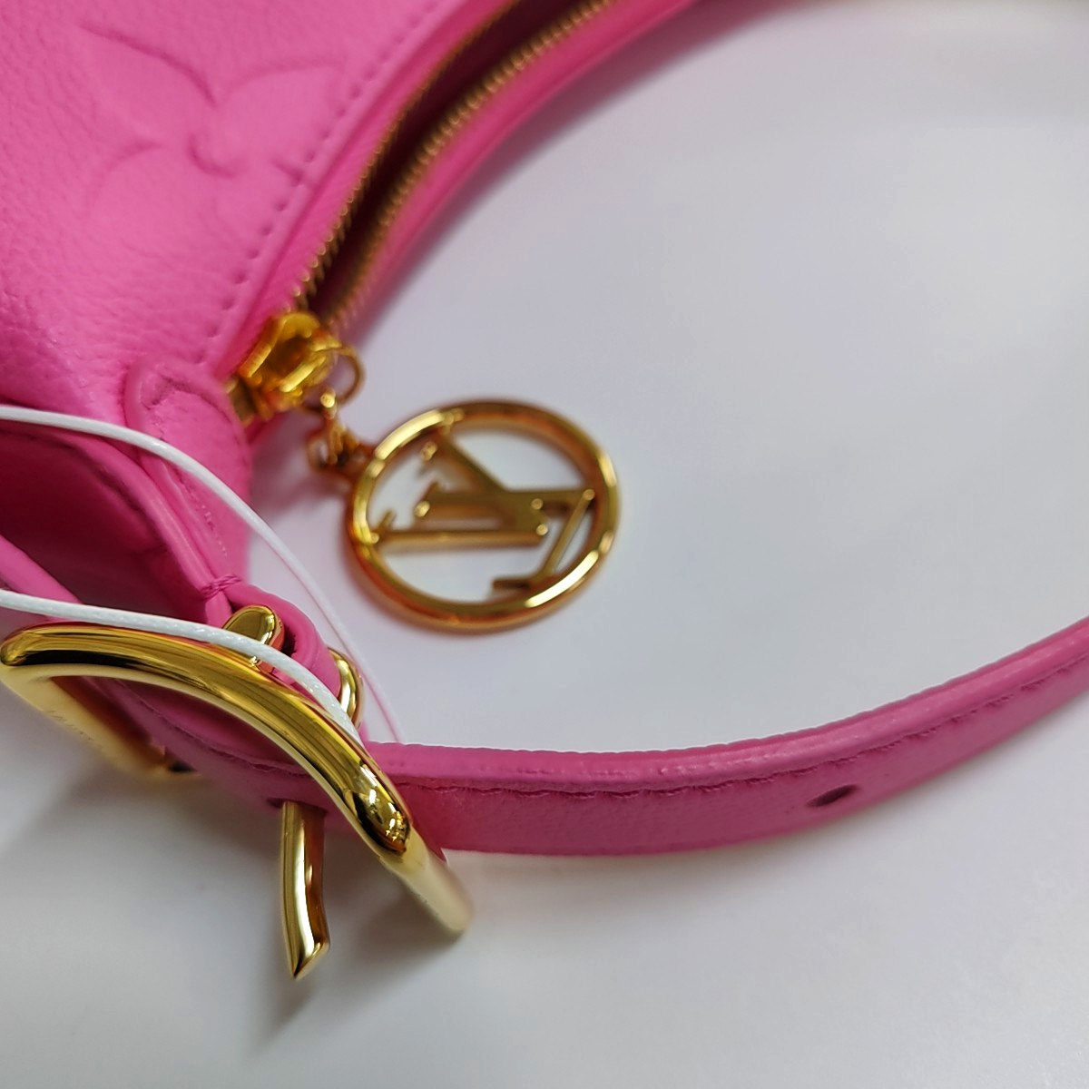 LOUIS VUITTON MOON Mini Pink Calfskin Monogram Damier Embossed Tote Bag, Golden Hardware-(SKU)-964574611