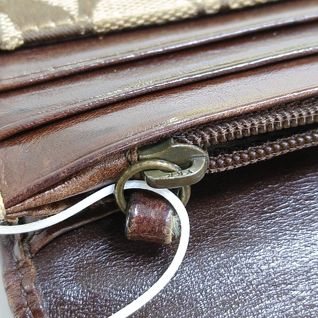 COACH Brown Mixed Material Monogrammed Textured Wallet Golden hardware Vintage model-(SKU)-950089793