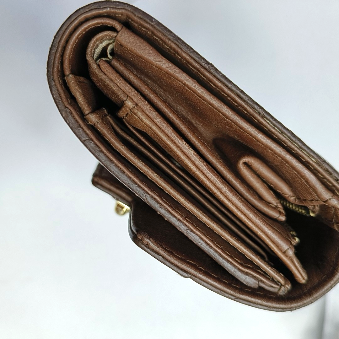 GIVENCHY Brown Leather Embossed Wallet Golden hardware-(SKU)-949930539
