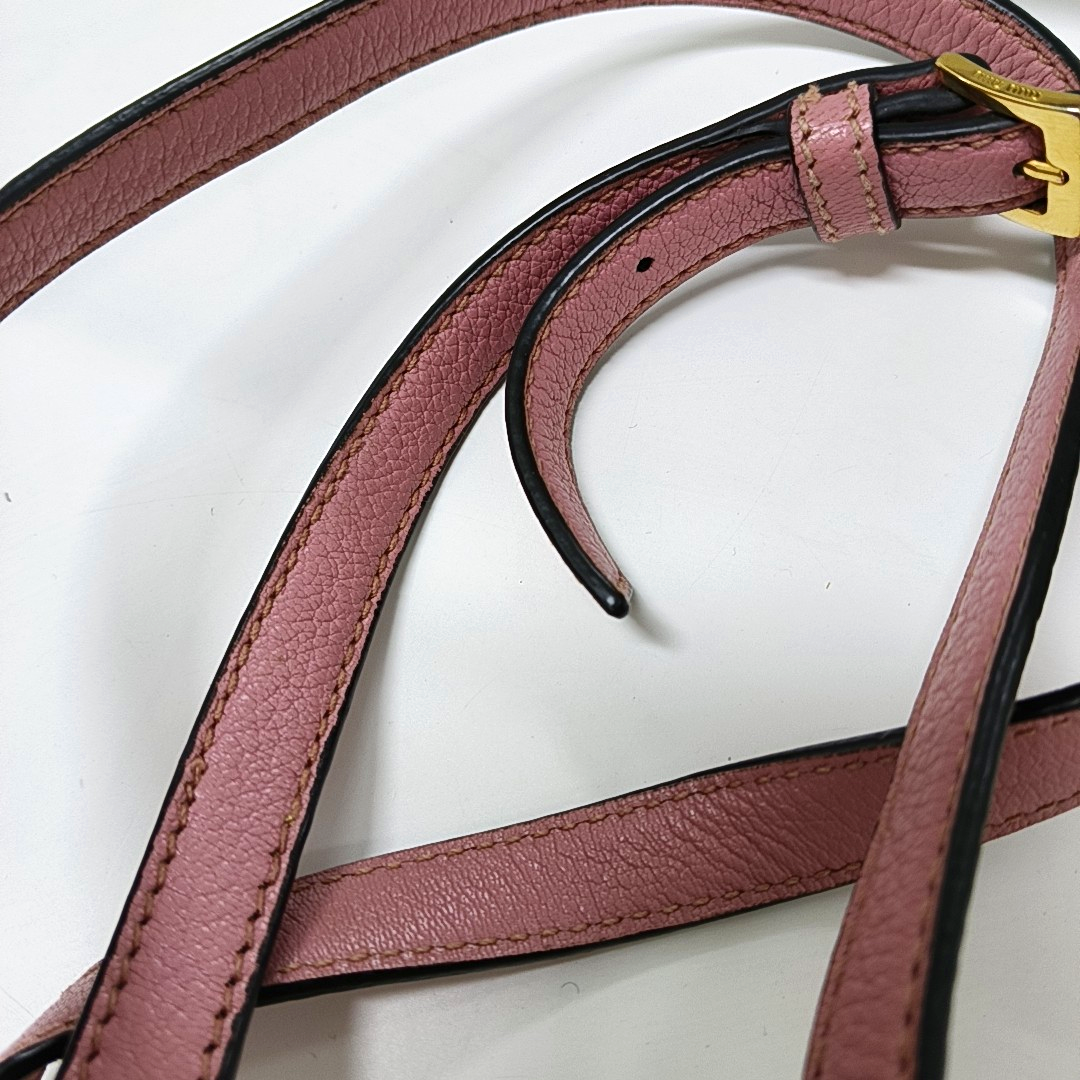 Miu Miu Pink Cowhide Sling Bag Tote Bag Golden hardware Removable shoulder strap-(SKU)-930663489