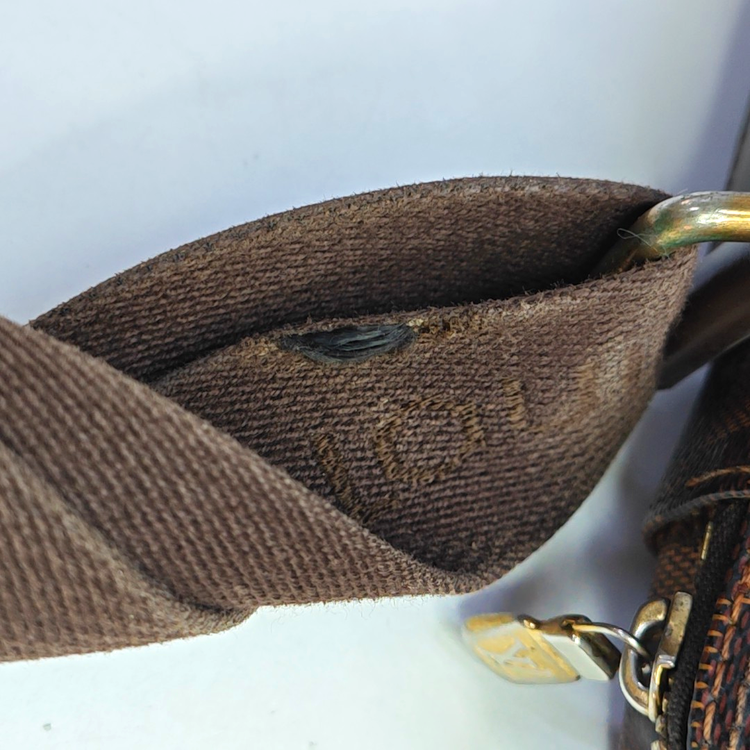 LOUIS VUITTON SHELTON Medium size Brown coated canvas checkered postman bag crossbody single shoulder bag Golden hardware-(SKU)-946505264
