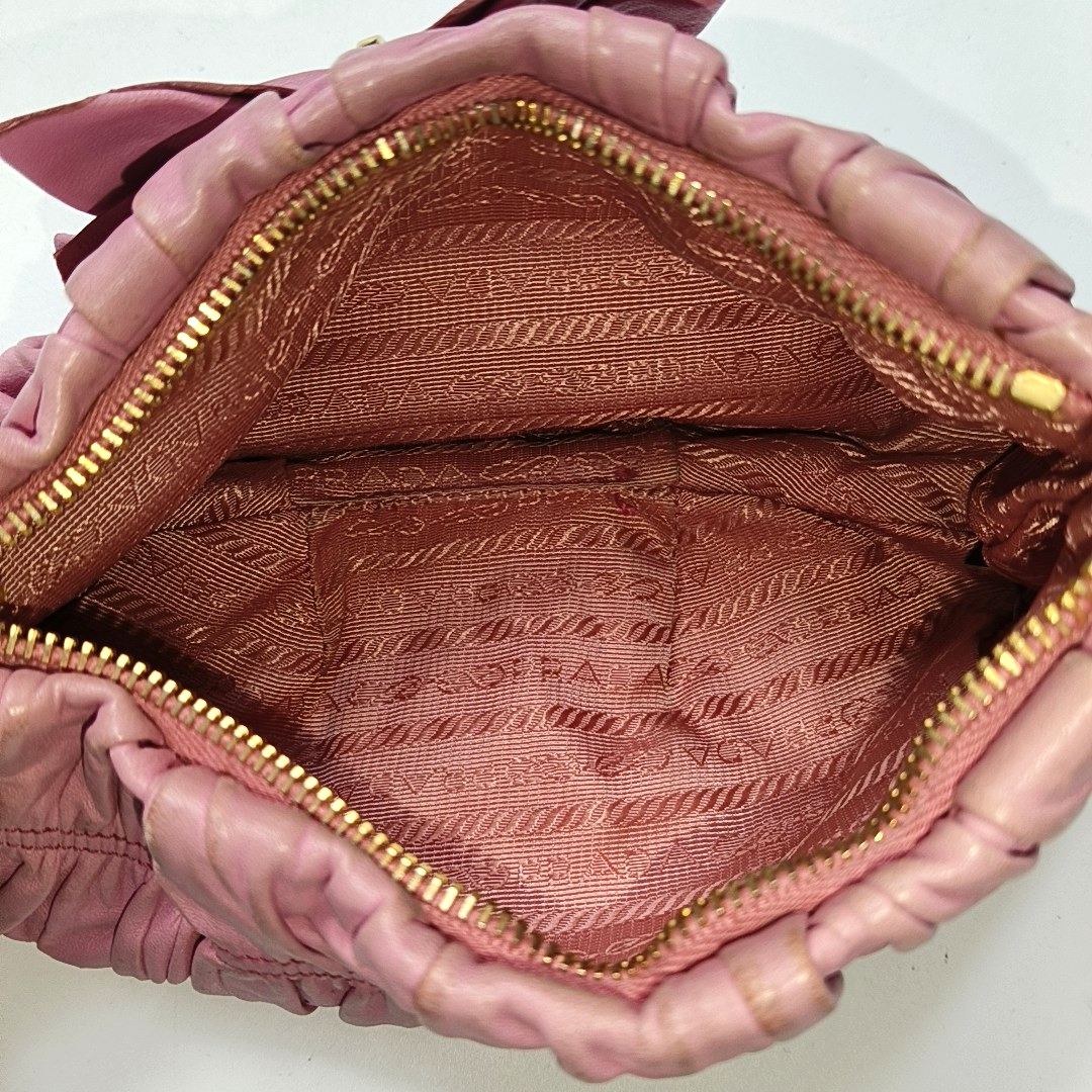PRADA Pink Lamb Leather Quilted Handbag Golden hardware-(SKU)-949249347