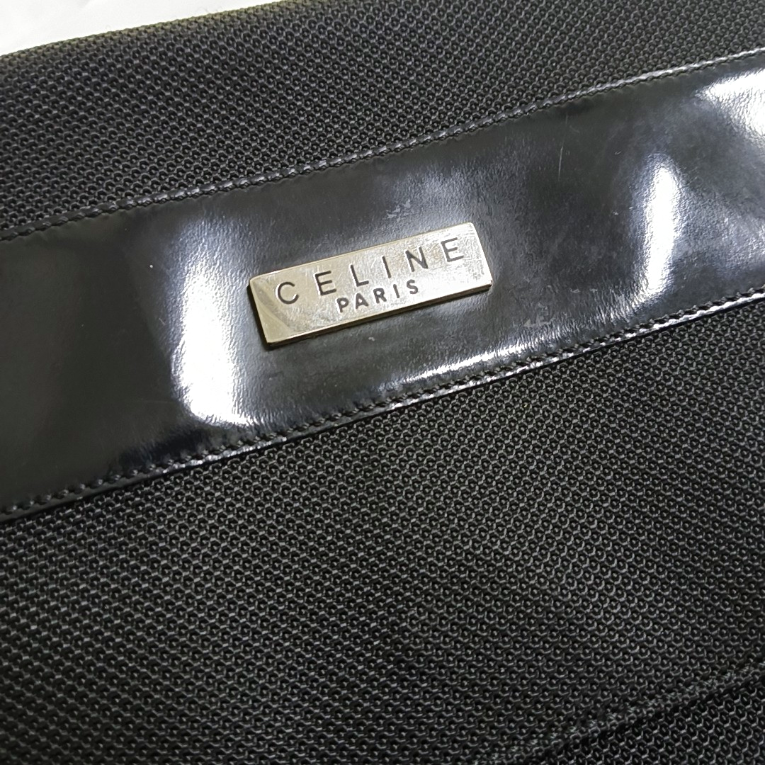 CELINE Black fabric crossbody bag shoulder bag Silver Hardware-(SKU)-946436005