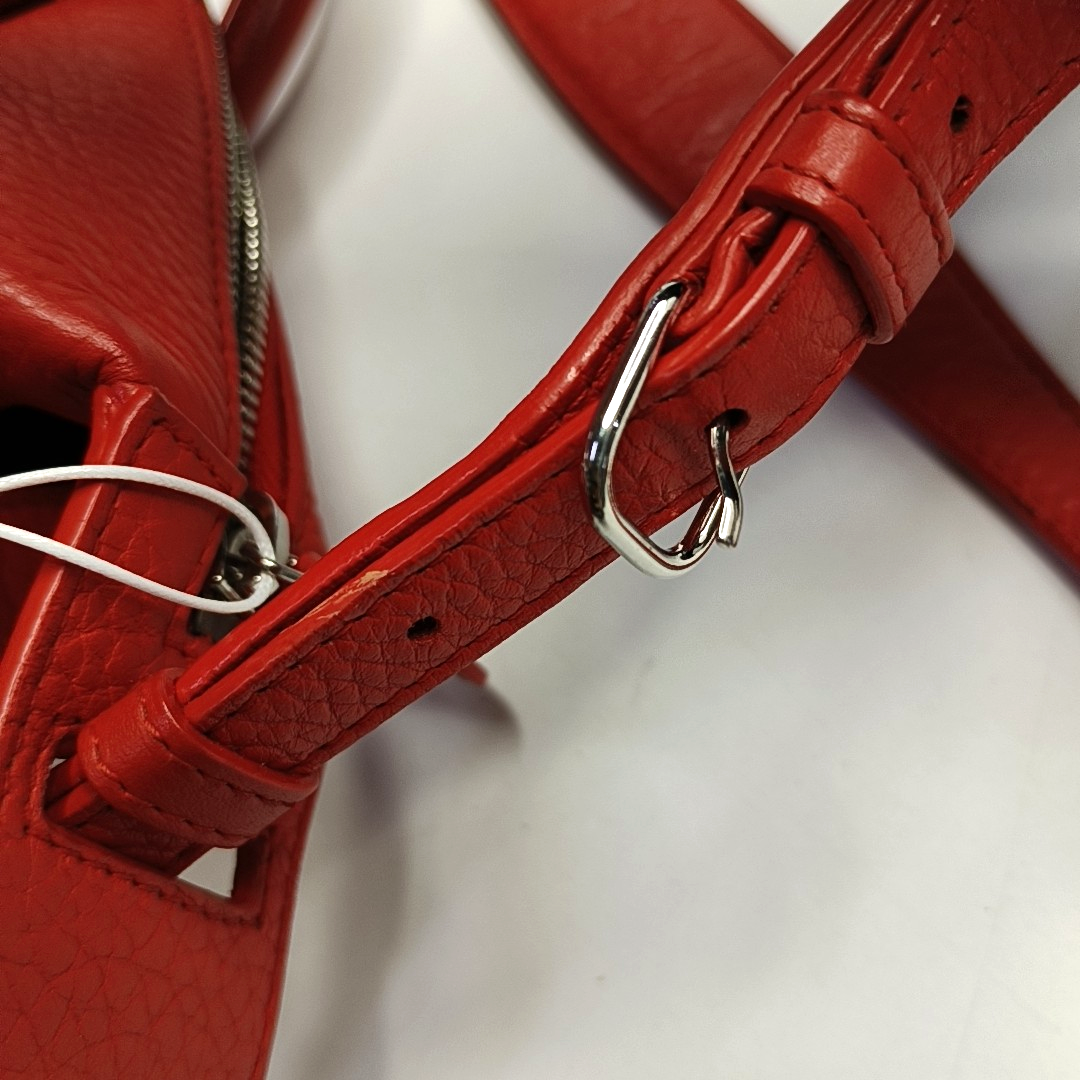 BALENCIAGA Tote bag Red Calf Leather Crossbody Shoulder Bag Tote Silver Hardware Removable shoulder strap-(SKU)-957128355