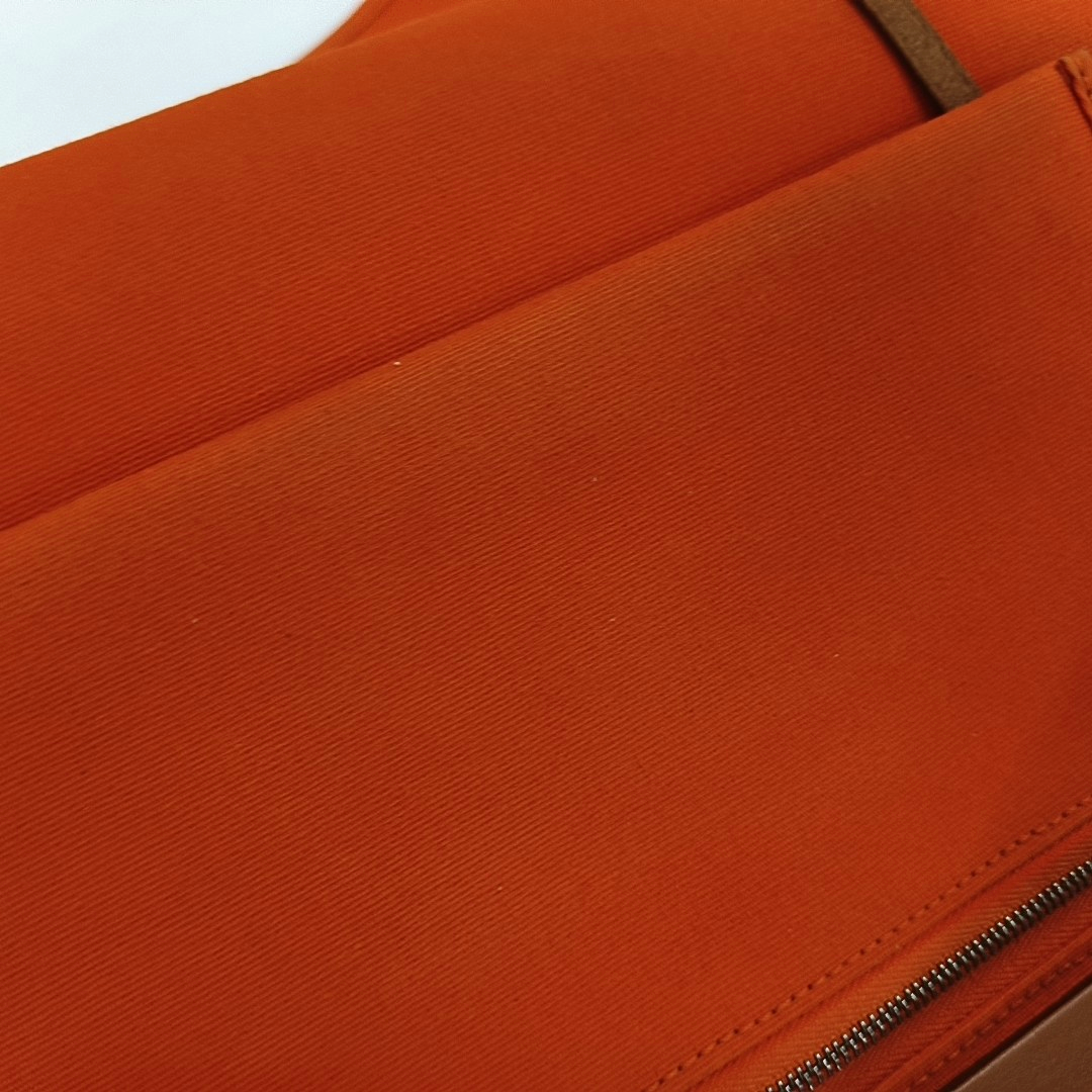 HERMÈS Herbag 31 Orange Canvas Tote Shoulder Bag with Silver Hardware-(SKU)-958901332