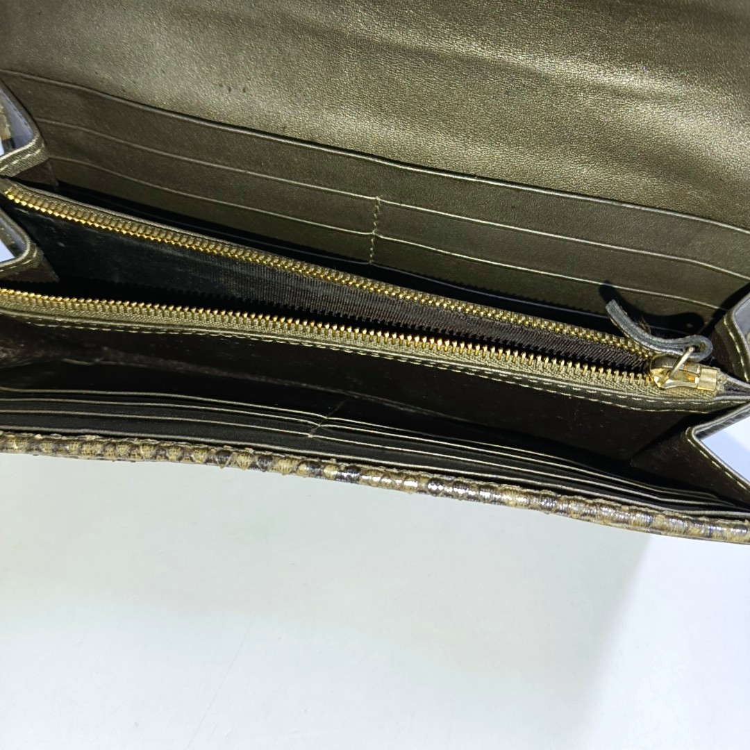 GUCCI Queen Margaret Brown Snake Leather Embossed Wallet Golden hardware-(SKU)-958381527