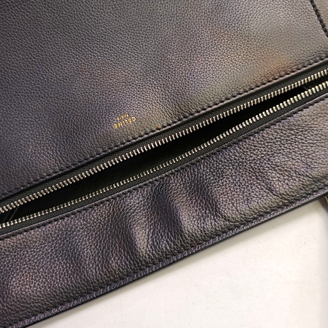 CELINE EDGE Black cowhide tote bag Silver Hardware-(SKU)-952921154