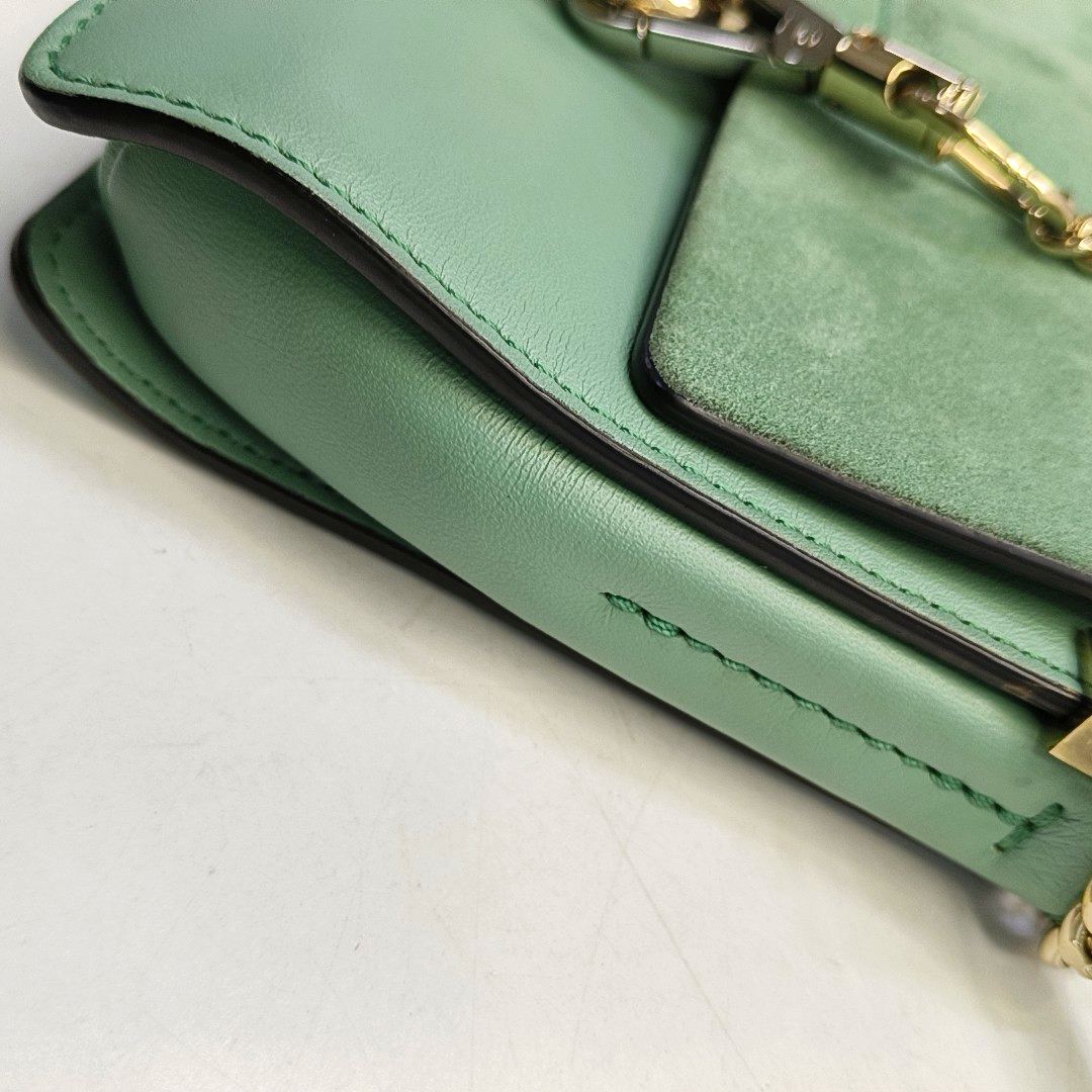 Chloé Faye Small size Green Cowhide Ring Shoulder Bag Golden hardware-(SKU)-953561461