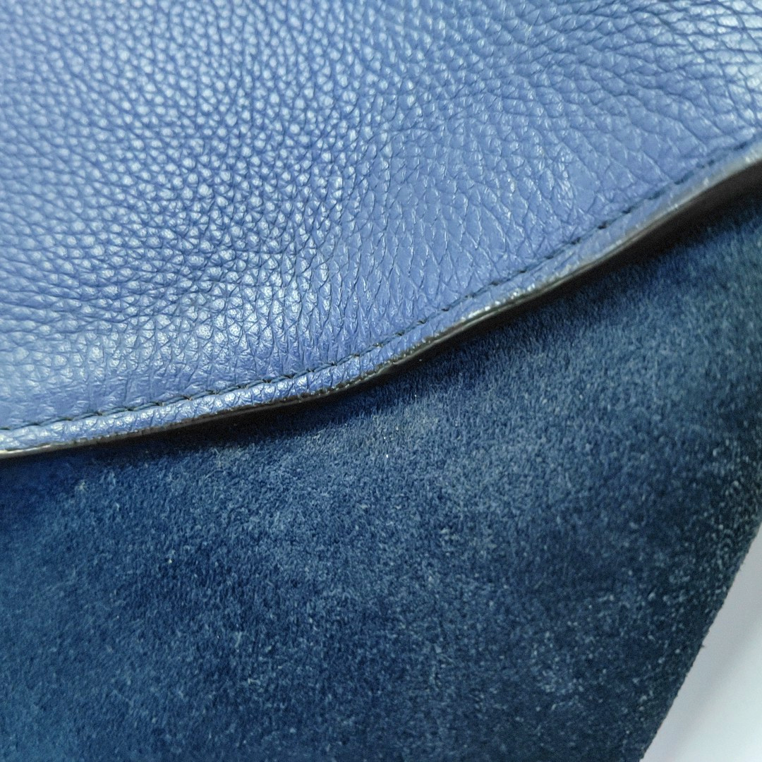 CELINE TRAPEZE Medium size Dark Blue Cowhide Swing Bag Single Shoulder Bag Handbag Golden hardware Removable shoulder strap-(SKU)-955832797