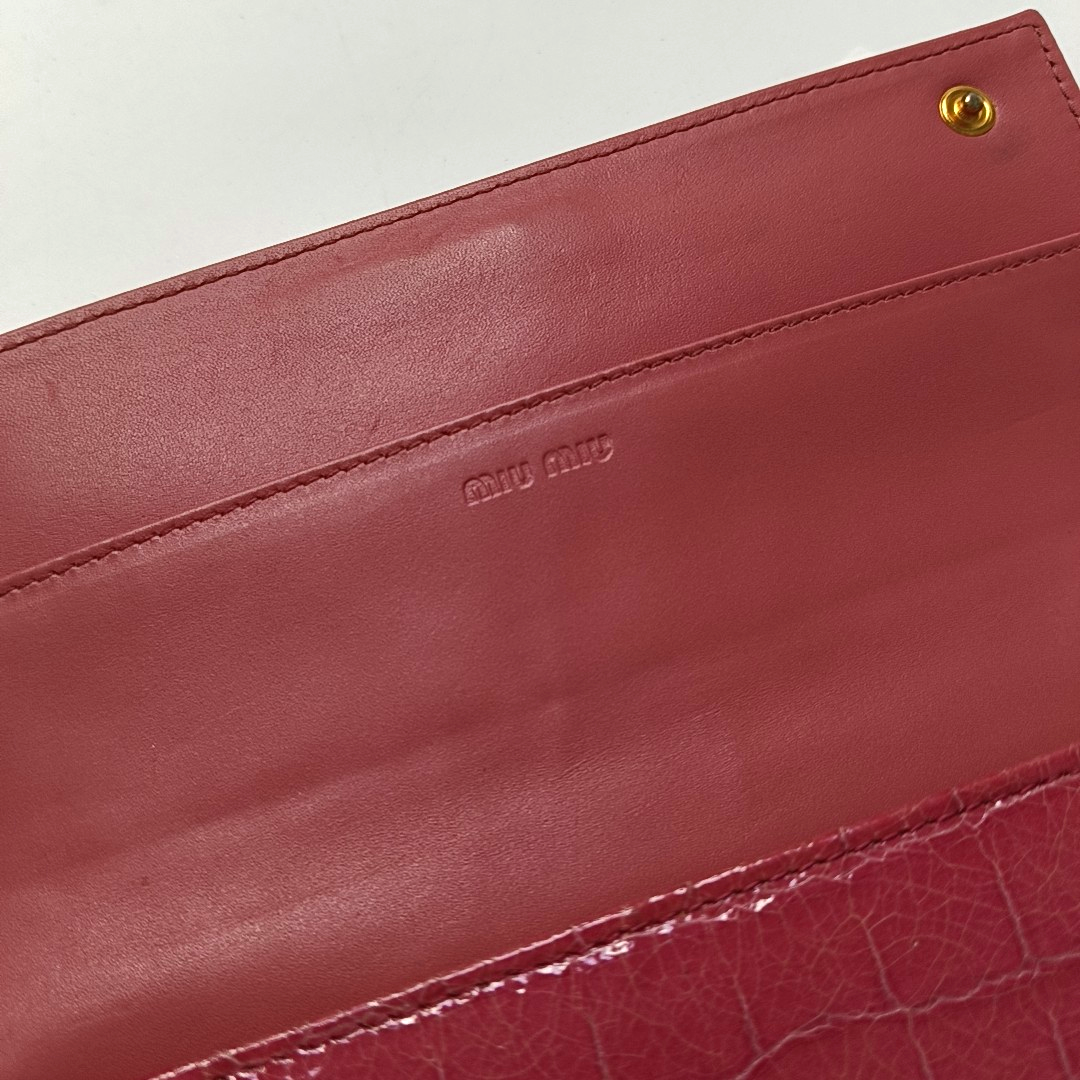 Miu Miu Pink cowhide crocodile-pattern wallet Golden hardware-(SKU)-947973740