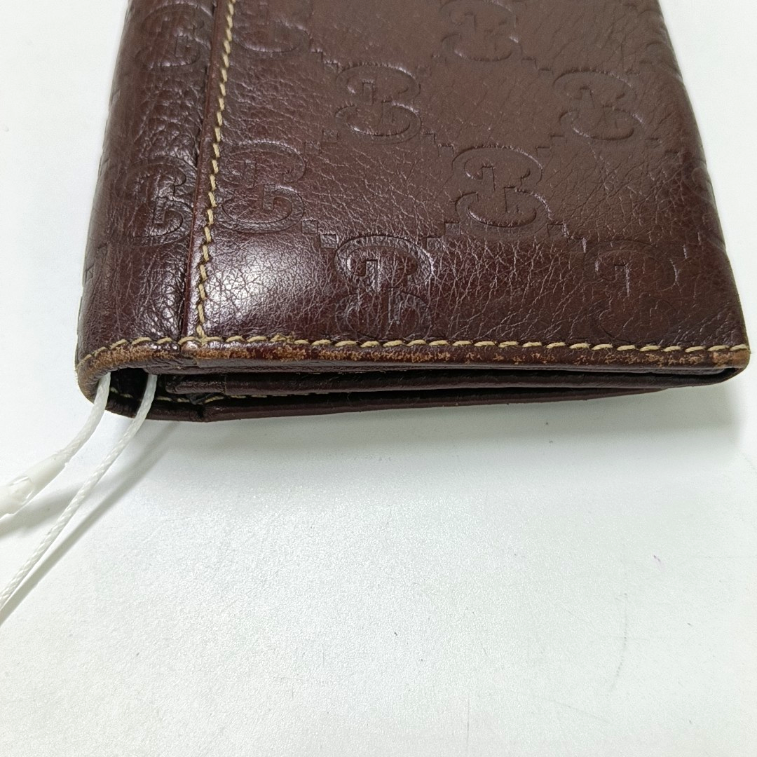 GUCCI Dark Brown Cowhide Monogrammed Texture Wallet Golden hardware-(SKU)-939278026