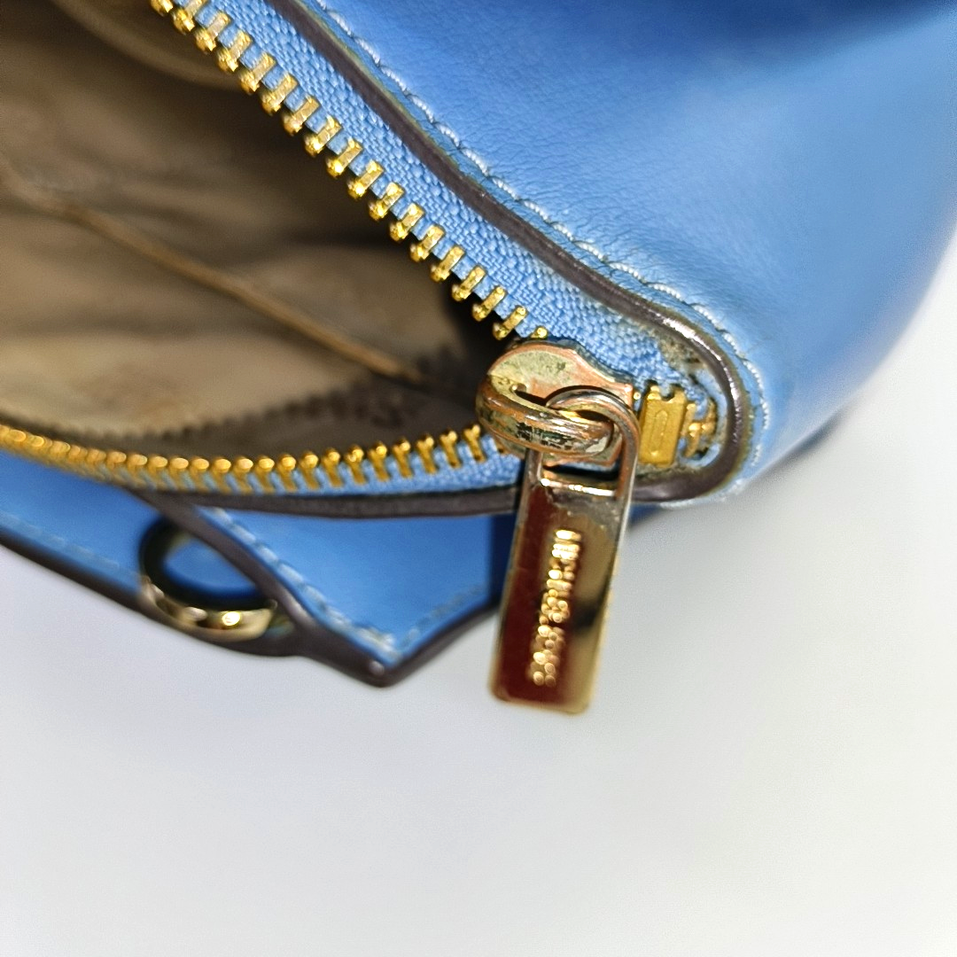 MICHAEL KORS Tote bag Small size Blue Cowhide Studs Single Shoulder Bag Tote Bag Crossbody Bag Golden hardware Removable shoulder strap-(SKU)-929655506
