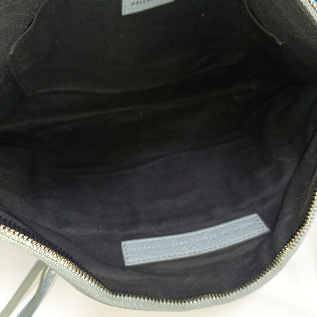BALENCIAGA Classic City Light blue sheepskin studded biker bag, handbag Silver Hardware-(SKU)-960786182