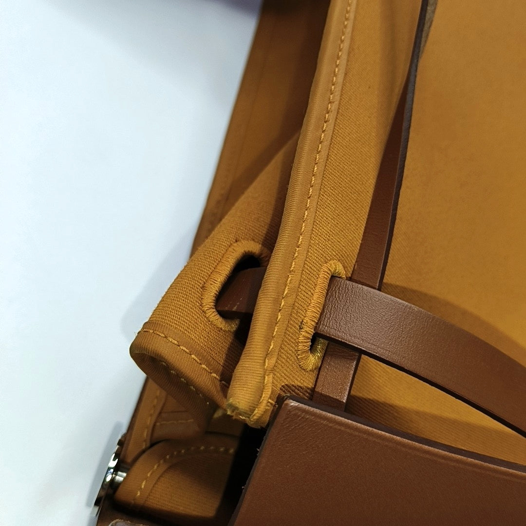 HERMÈS Herbag 31 Sun Yellow Canvas Shoulder Bag Tote Bag Crossbody Bag Silver Hardware C Removable Shoulder Strap-(SKU)-968658898