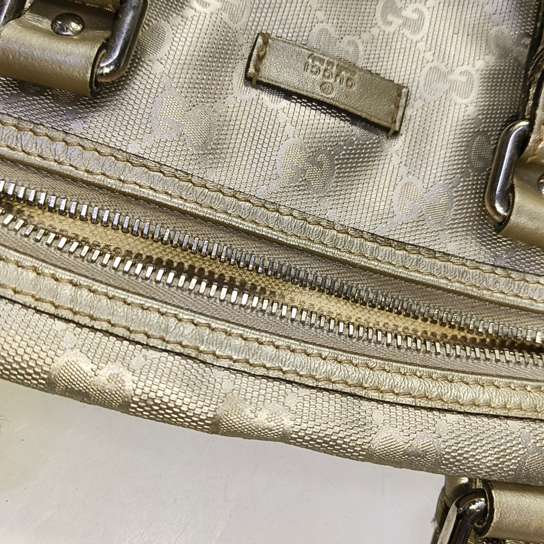 GUCCI Joy Medium size Silver Coated Canvas Monogram Handbag Golden hardware-(SKU)-950869201