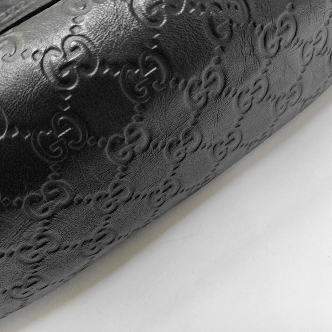 GUCCI Black cowhide monogram embossed handbag Silver Hardware-(SKU)-951637057