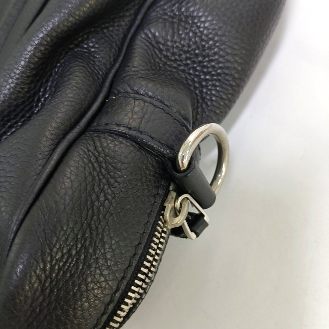 GUCCI Black Leather Single Shoulder Bag Handbag Crossbody Silver Hardware Removable shoulder strap-(SKU)-953641445