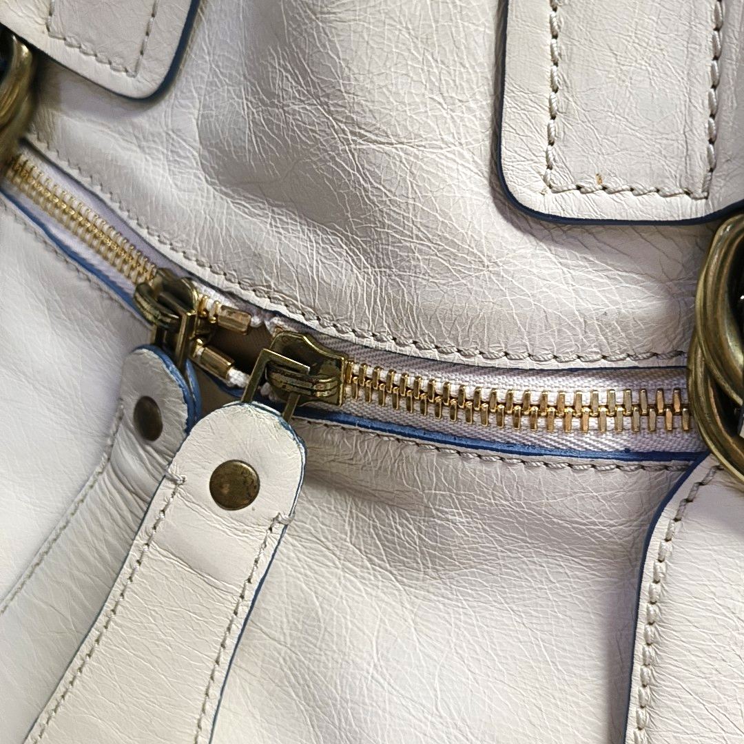 Chloé Tote bag White Leather Handbag Golden hardware-(SKU)-954394334