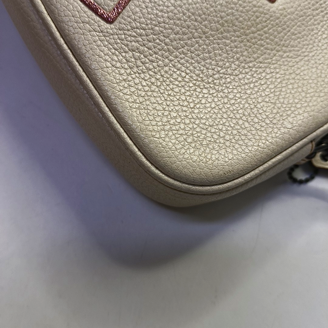COACH SADIE White Leather Printed Single Shoulder Bag Crossbody Black hardware Removable shoulder strap-(SKU)-942923555