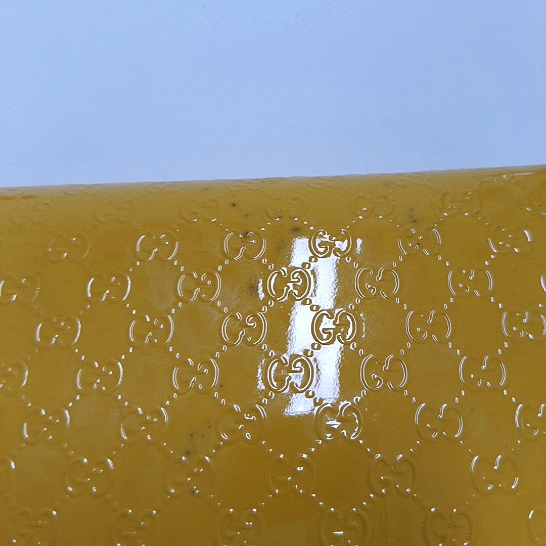 GUCCI Microguccissima Yellow Patent Leather Monogrammed Embossed Wallet Golden hardware-(SKU)-953012842
