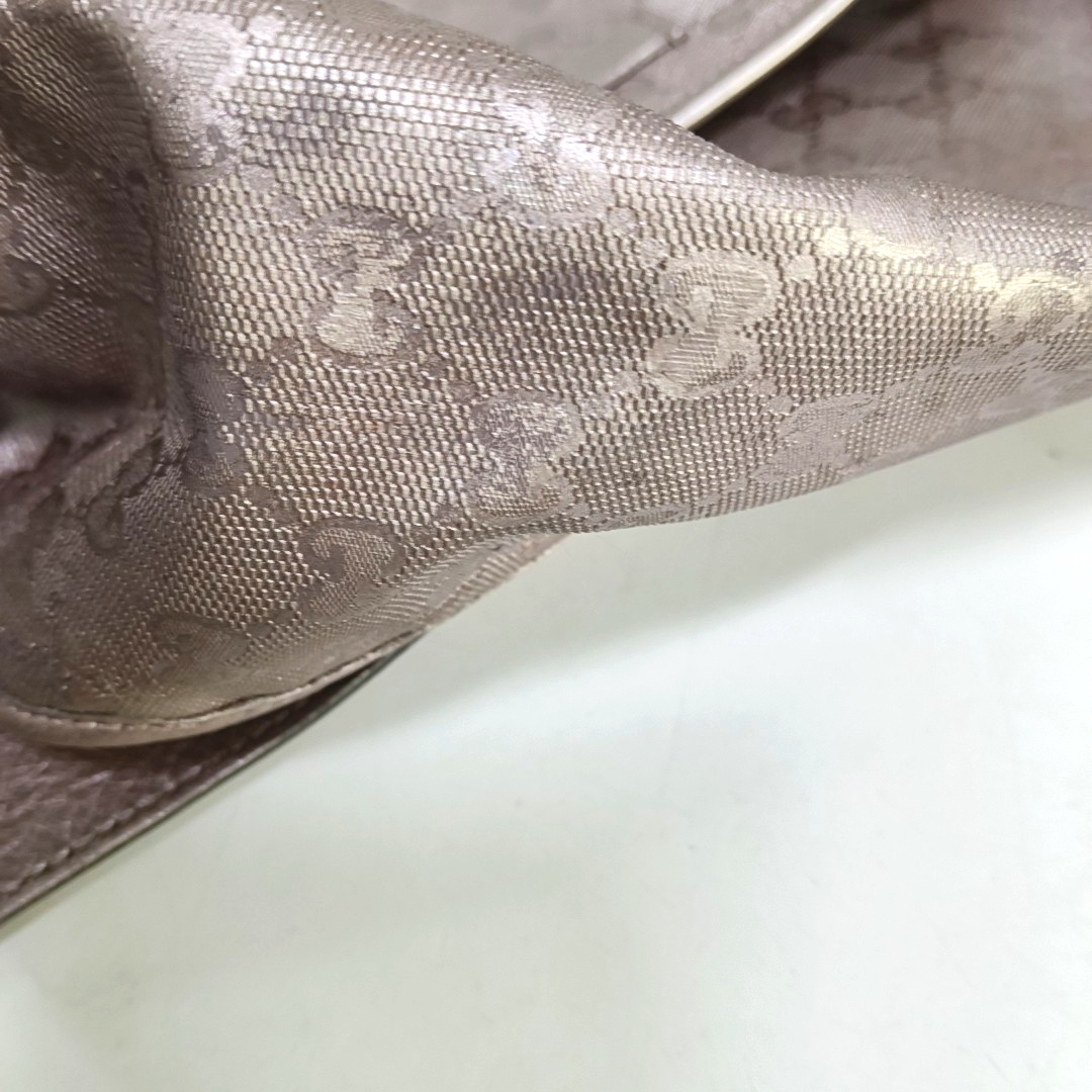GUCCI GG Imprime Rose Gold Coated Canvas Vintage Single Shoulder Bag Crossbody Bag Silver Hardware-(SKU)-951246609