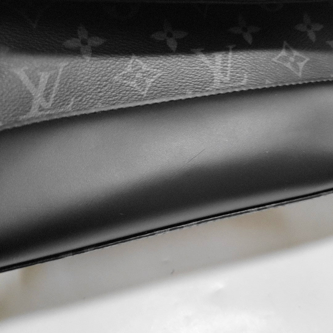 LOUIS VUITTON VOYAGER Small Black Coated Canvas Monogram Messenger Bag Crossbody Bag Shoulder Bag Silver Hardware Complete Accessories-(SKU)-969042134