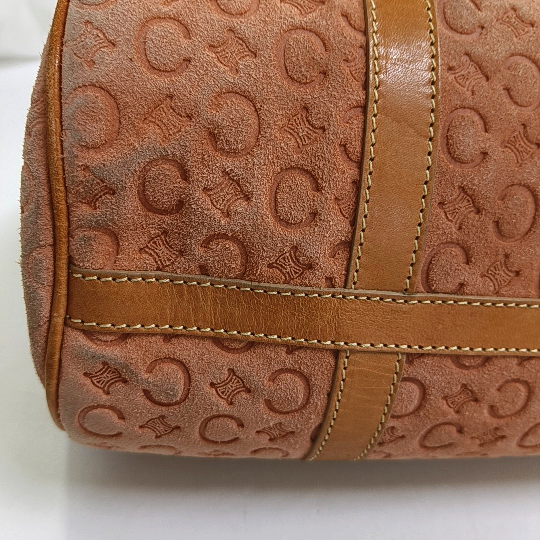 CELINE Orange Suede Triumph Embossed Tote Bag Golden hardware-(SKU)-947734984