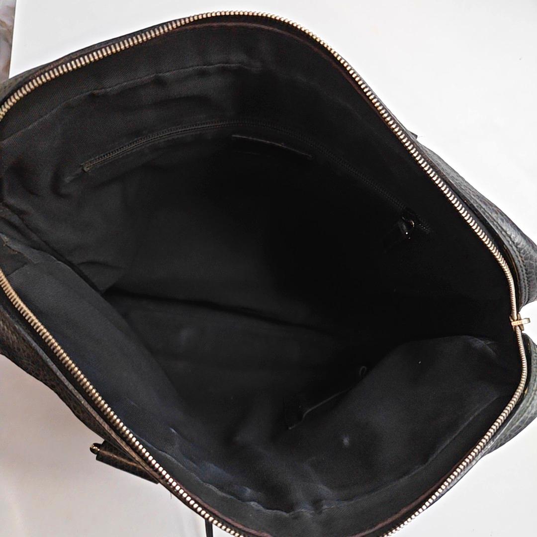 YSL MUSE Black Cowhide Quilted Rivets Tote Bag Silver Hardware-(SKU)-946633480