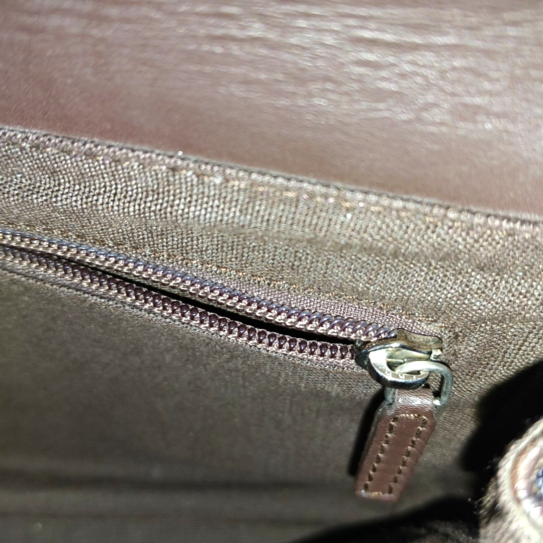 FERRAGAMO Chocolate Brown Leather Embossed Clutch Silver Hardware-(SKU)-942092439