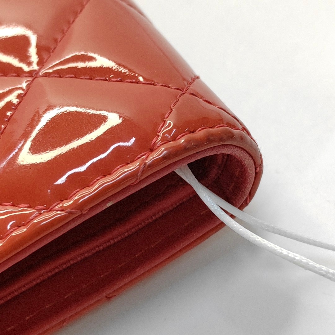 CHANEL Red Cowhide Diamond Quilted Wallet Red Hardware 16nan-(SKU)-959584010