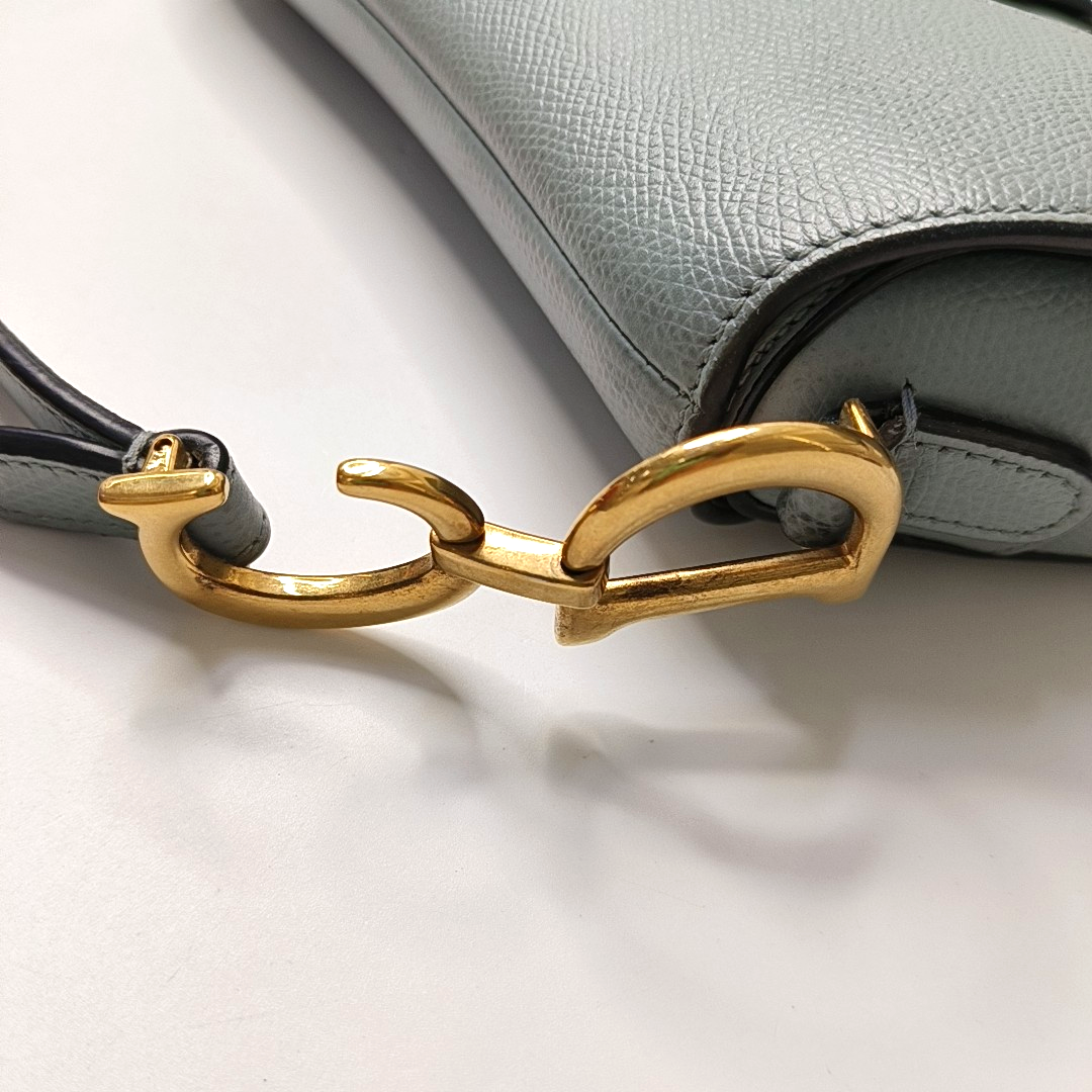 DIOR Saddle Mini Blue Calfskin Saddle Bag Shoulder Bag Golden Hardware Detachable Strap-(SKU)-951263637